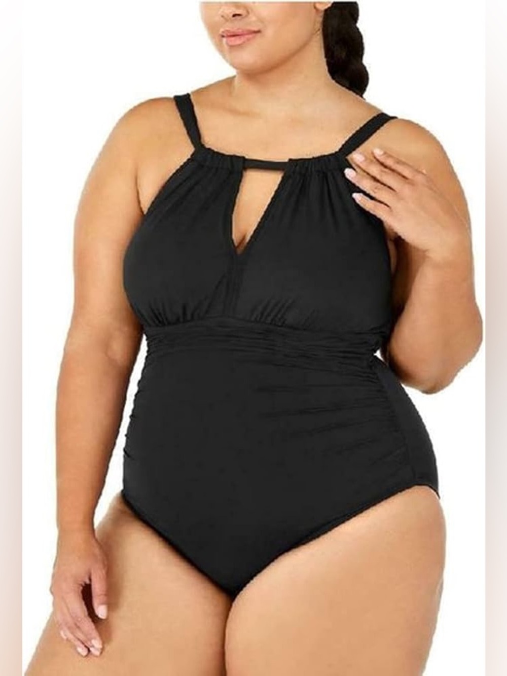 Ralph Lauren Plus Size Black One Piece Swim Suit Strappy Stylish - Size US 16W
